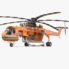Sikorsky S-64 Skycrane Firefighting Helicopter 3D model